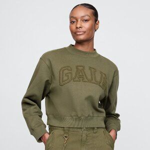 NWT Cult Gaia x Gap logo embroidered cropped relaxed boxy crewneck sweatshirt